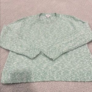 J. Crew Factory Green Crew Neck Sweater with Textured Knit